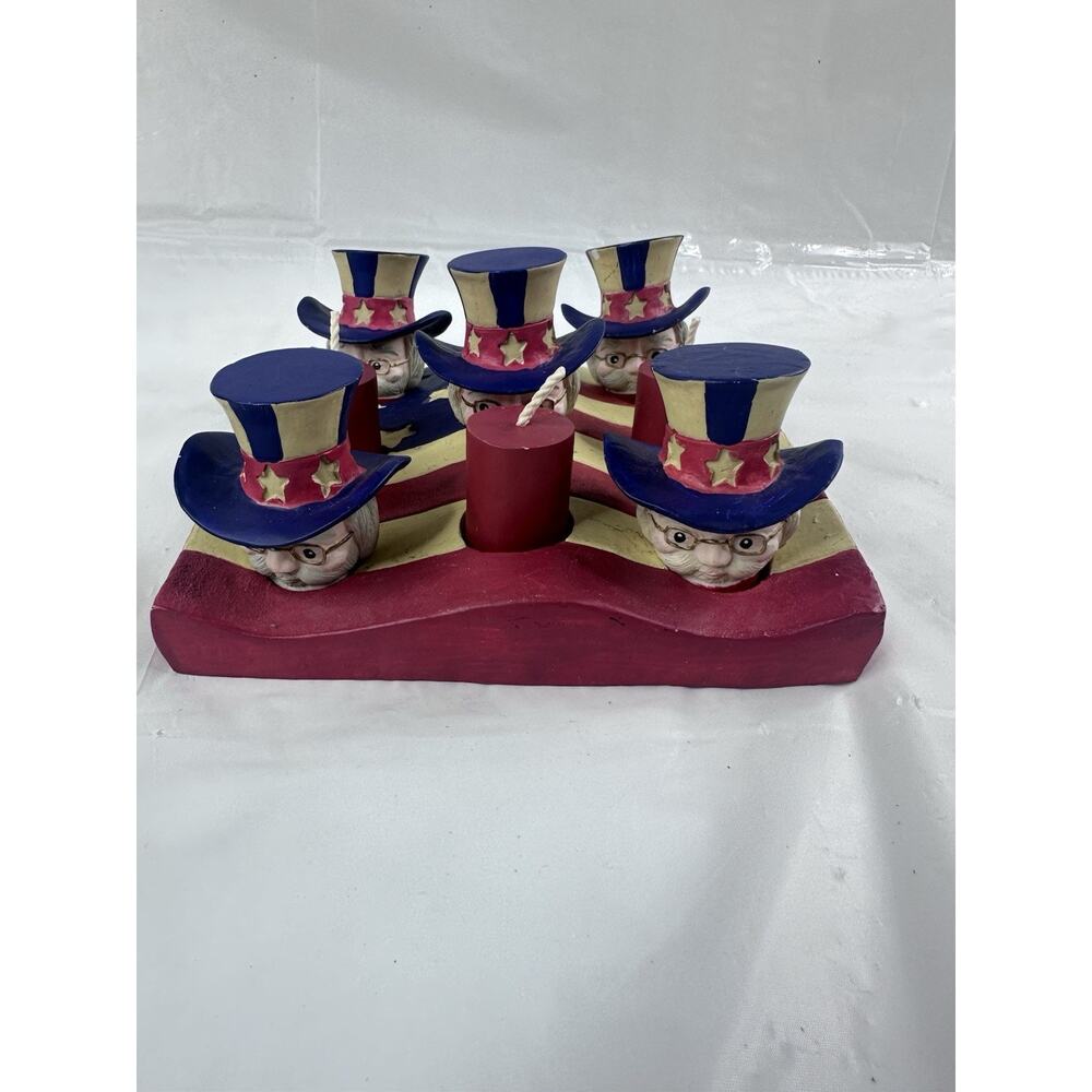 Uncle Sam 4th Of July Patriotic Firecracker Tic-Tac-Toe Set Game Terry Village